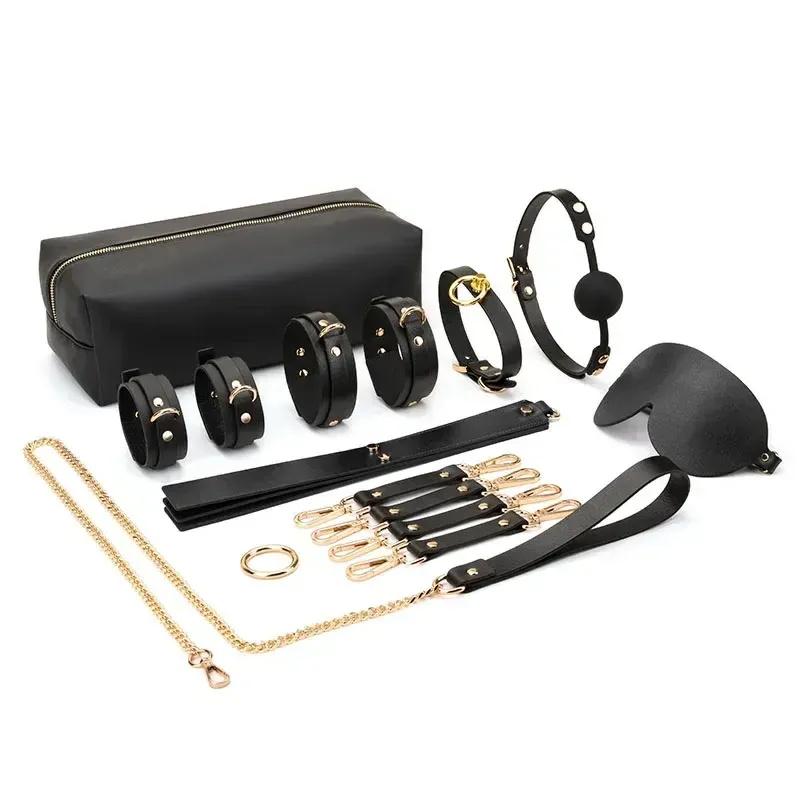 ชุดเซท BDSM ชุดSM 9 ชิ้น สำหรับการผูกมัดและการฝึกสอน วัสดุPU นายทาส การยอมจำนน
