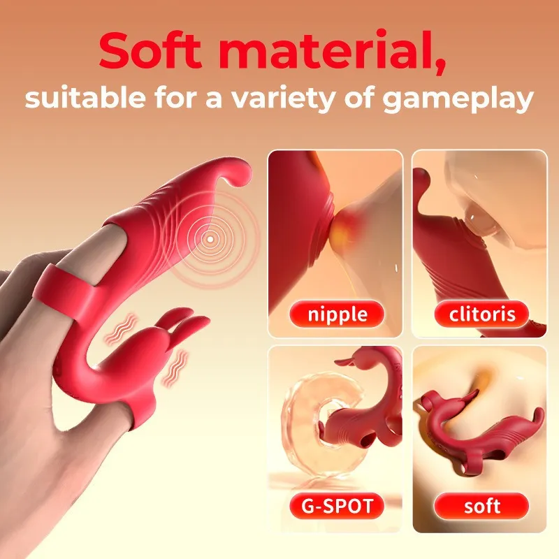 Rabbit Ear Finger Sleeve Dual G-Spot & Clitoral Vibrator