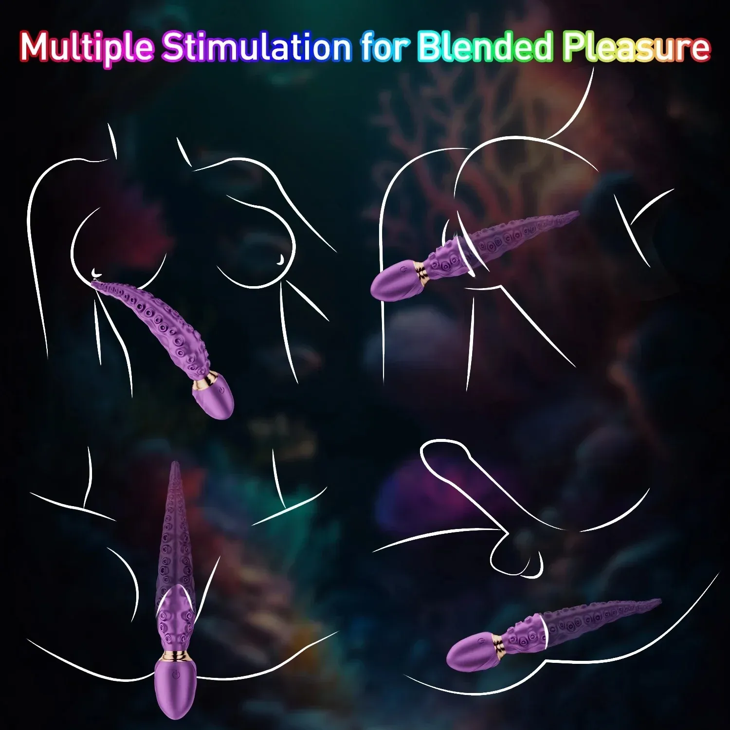 3 Speeds 7 Frequencies Octopus Shaped AV Wand Vibrator