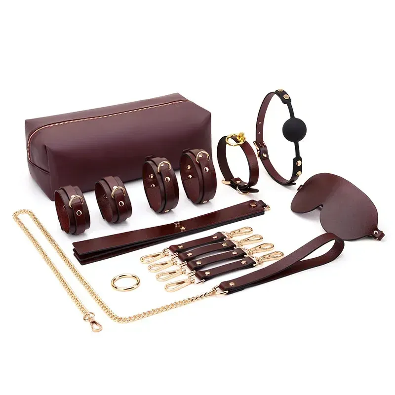 ชุดเซท BDSM ชุดSM 9 ชิ้น สำหรับการผูกมัดและการฝึกสอน วัสดุPU นายทาส การยอมจำนน