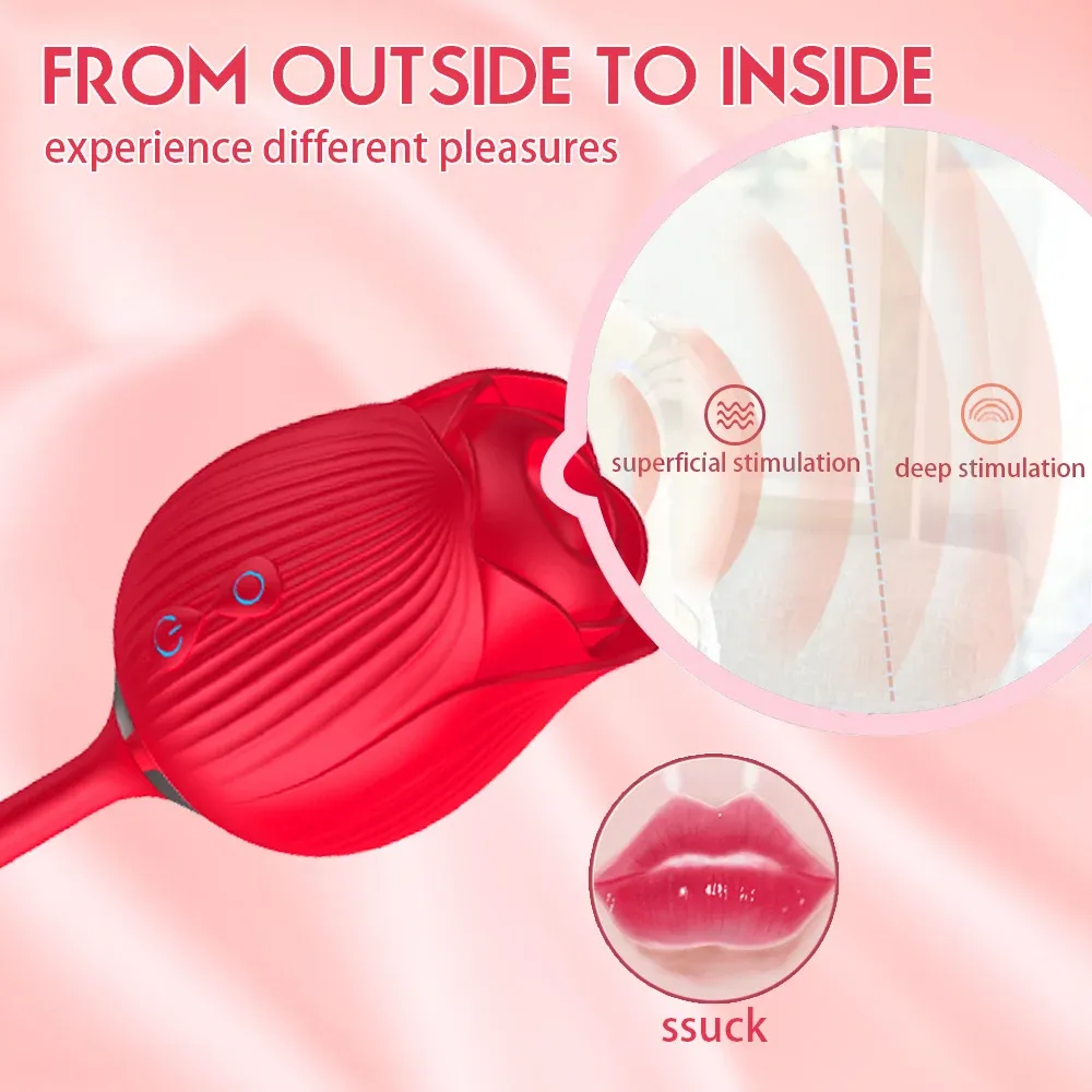 Rose Shaped Heating Suction Dual G-Spot & Clitoral Vibrator