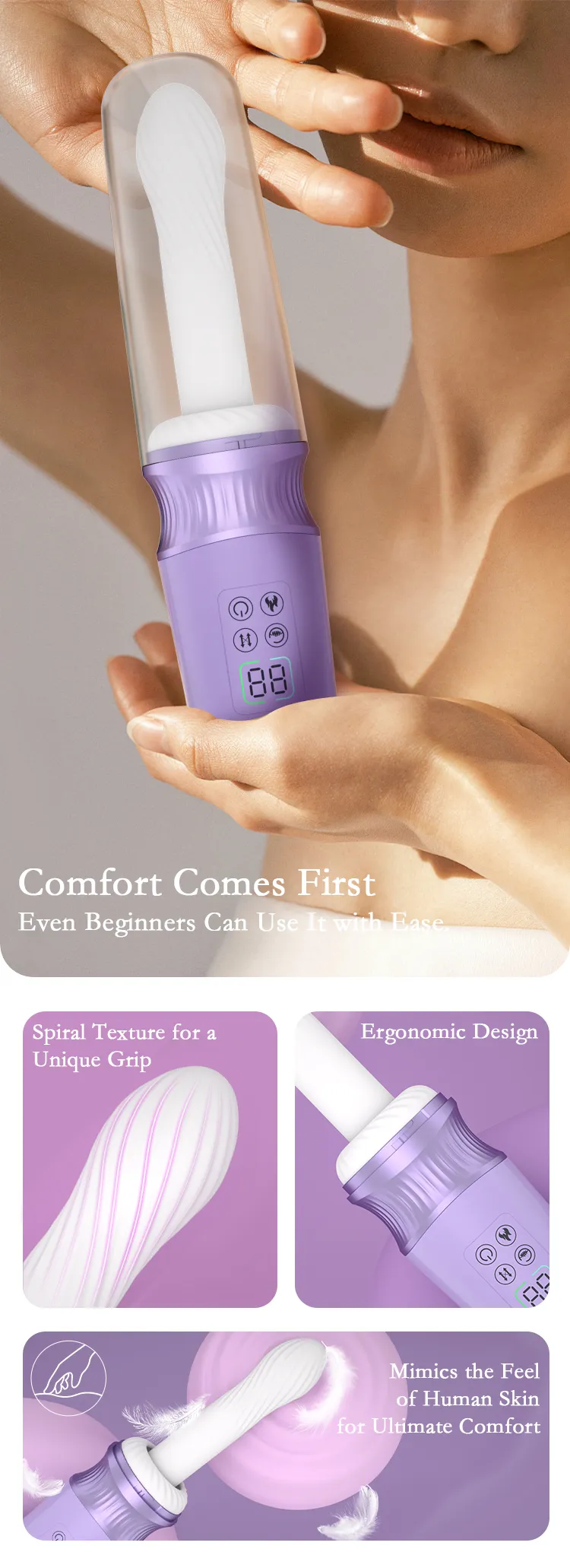 Thrusting & Vibrating APP Heating LCD Display Sex Machine