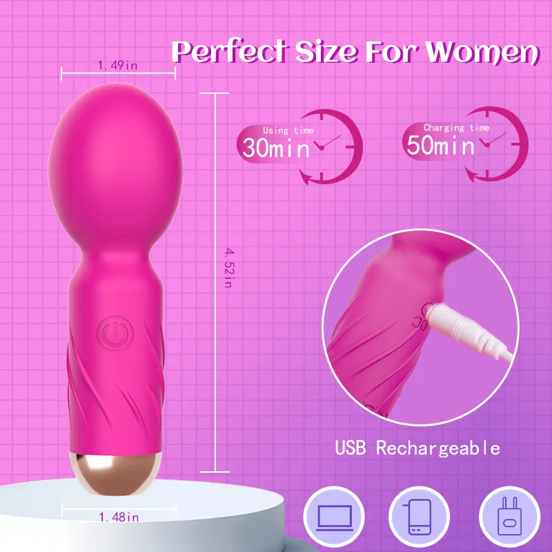 10 Frequencies Electroplated Finish Mini AV Wand Vibrator