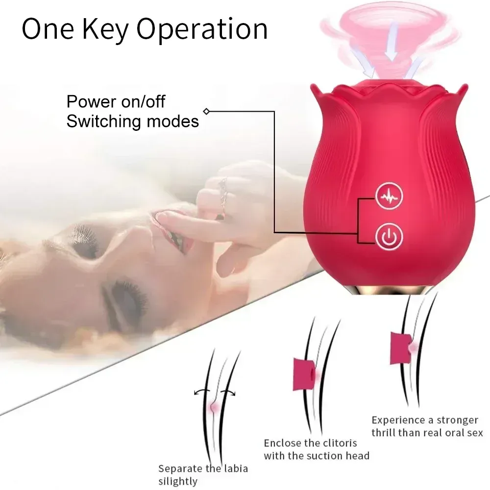 Rose Shaped 12 Suction Modes Clitoral Vibrator & Breast Toy