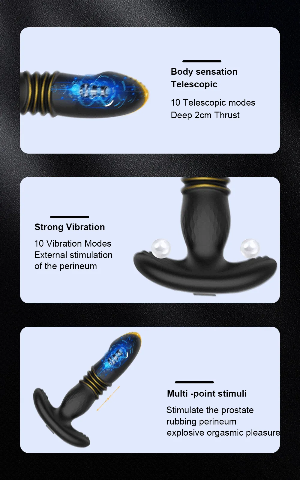 ของเล่นประตูหลัง เครื่องนวดต่อมลูกหมาก ยืดหด+ระบบสั่น รีโมท หรือ APP