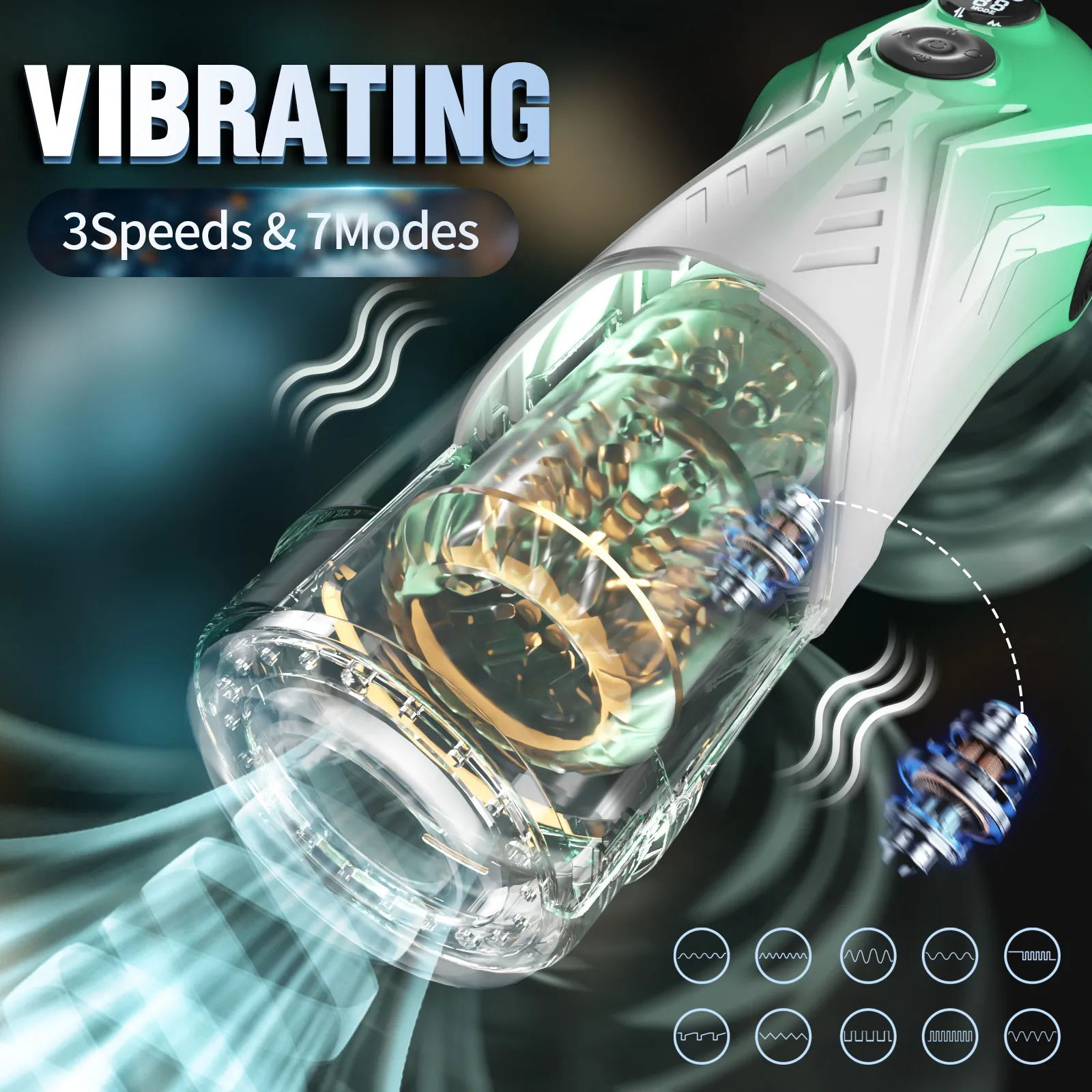 Thrusting Male Masturbator Smart Chip + 3-Engine Drive