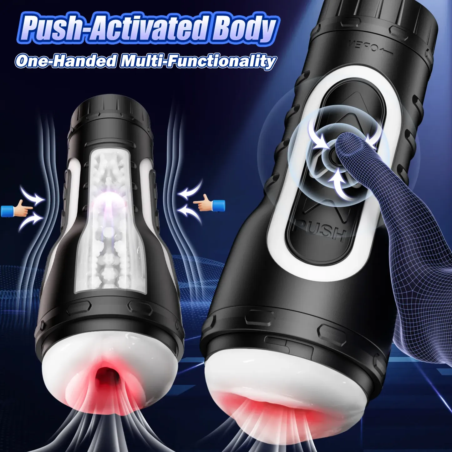 Split-Type Open-Close Vibarting Male Masturbator Dual Engines