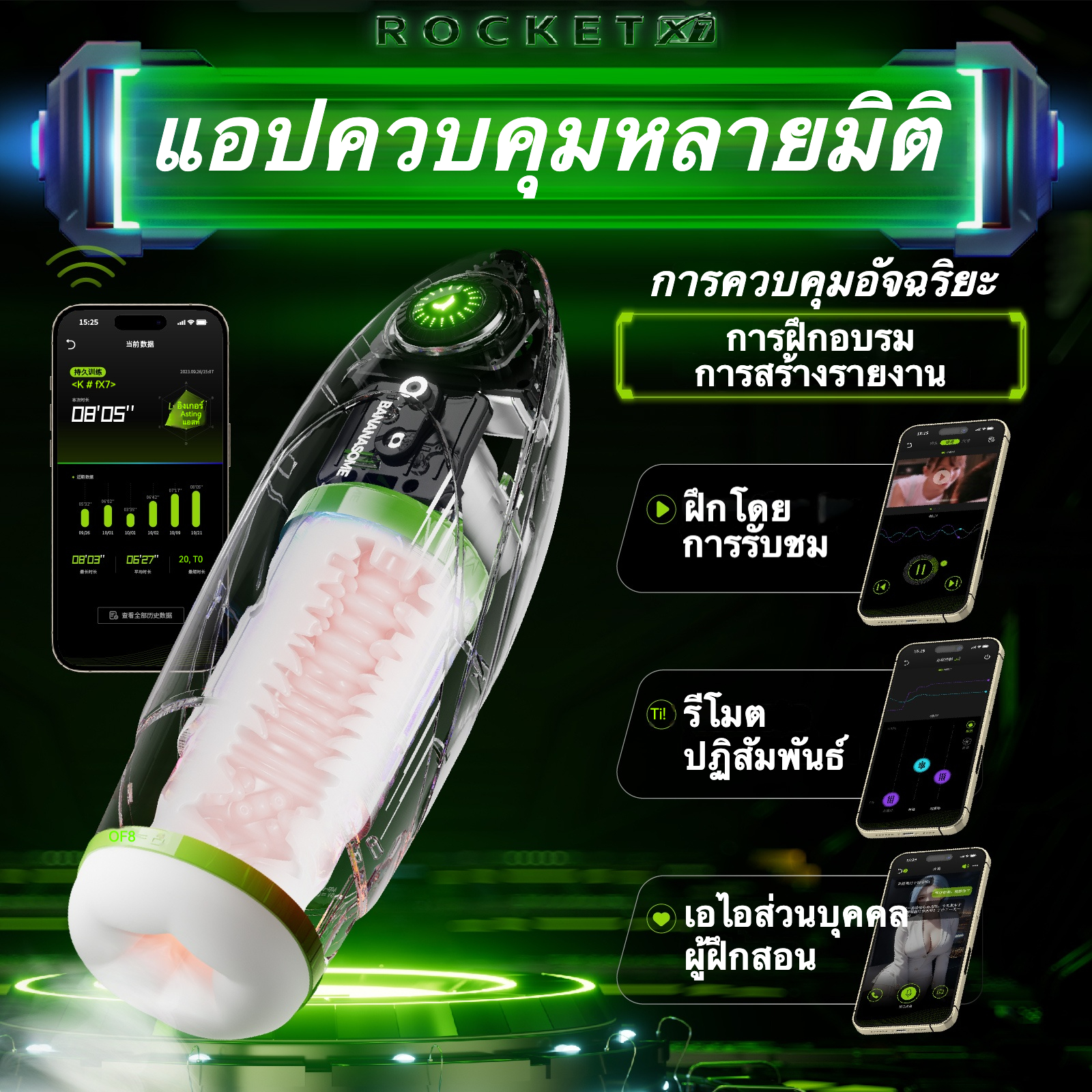 ถ้วยอัตโนมัติ ระบบ 2 มอเตอร์ สั่น+ยืดหด ระบบปรับความเร็วอย่างต่อเนื่อง ระบบทำความร้อน ควบคุมผ่านแอปพลิเคชัน-sextoyfunny