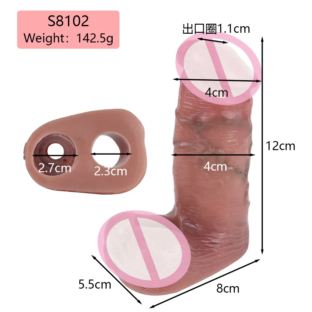 ปลอกเพิ่มขนาด ออกแบบสมจริงสูง เส้นเลือดโปน ระบบล็อกน้ำเชื้อ S8102