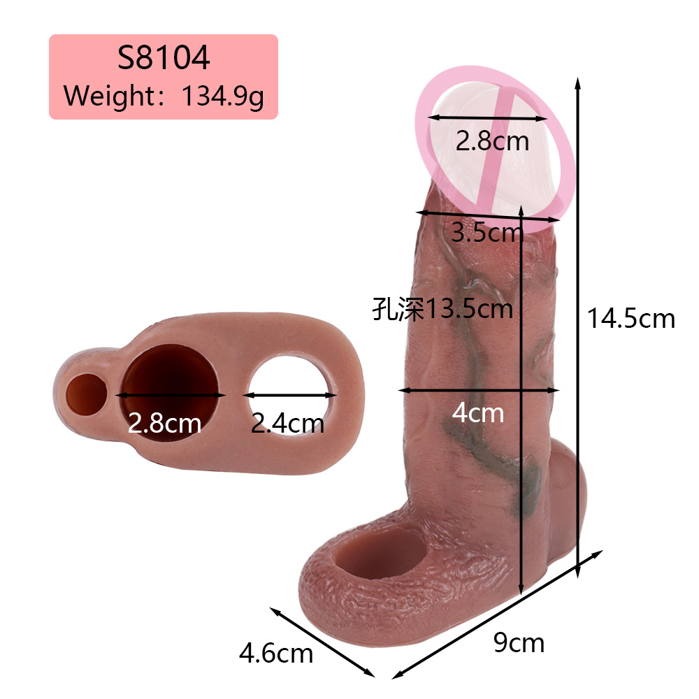 ปลอกเพิ่มขนา ออกแบบเลียนแบบธรรมชาติสมบูรณ์แบบ เส้นเลือดนูนเด่นชัด ระบบล็อกน้ำเชื้อ วัสดุซิลิโคนแพลตินัมเกรดพรีเมียม-sextoyfunny
