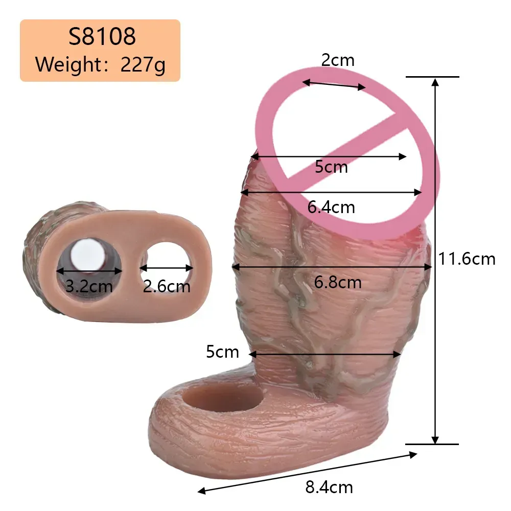 ปลอกเพิ่มขนาด ออกแบบสมจริงสูง เส้นเลือดโปน ระบบล็อกน้ำเชื้อ S8108