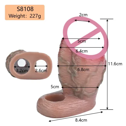 ปลอกเพิ่มขนาด ออกแบบสมจริงสูง เส้นเลือดโปน ระบบล็อกน้ำเชื้อ S8108