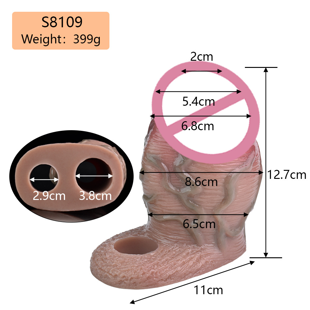 ปลอกเพิ่มขนา ออกแบบสมจริงสูง เส้นเลือดโปน ระบบล็อกน้ำเชื้อ มีให้เลือกสีเนื้อและสีดำ วัสดุซิลิโคนแพลตินัม-sextoyfunny