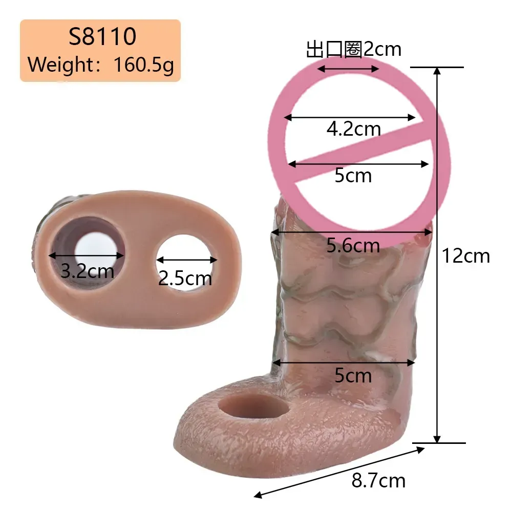ปลอกเพิ่มขนาด ออกแบบสมจริงสูง เส้นเลือดโปน ระบบล็อกน้ำเชื้อ S8110