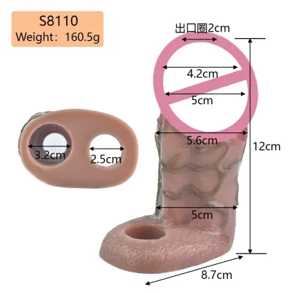 ปลอกเพิ่มขนาด ออกแบบสมจริงสูง เส้นเลือดโปน ระบบล็อกน้ำเชื้อ S8110