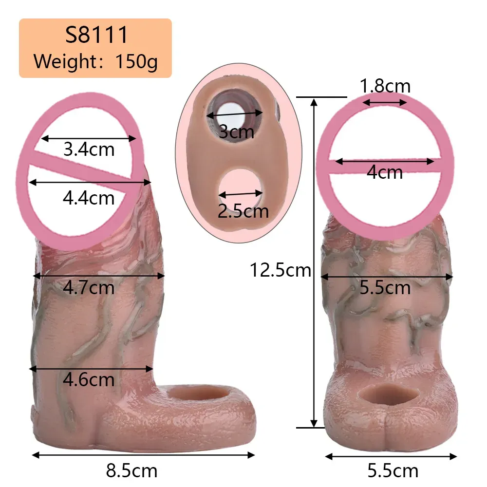 ปลอกเพิ่มขนาด ออกแบบสมจริงสูง เส้นเลือดโปน ระบบล็อกน้ำเชื้อ S8111