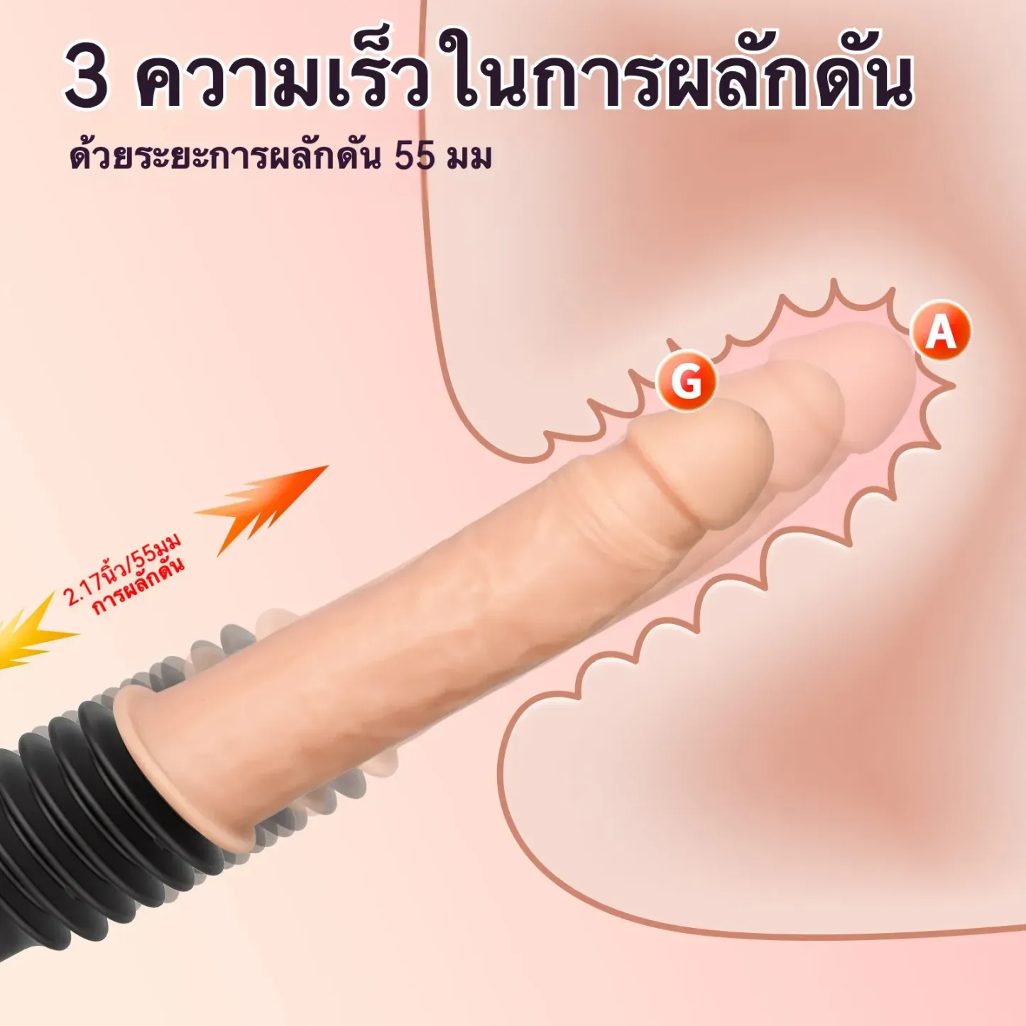 เครื่องดิลโด้ เครื่องเย็ดอัตโนมัติ มอเตอร์คู่ การสั่นแบบยืดหดหลายความถี่