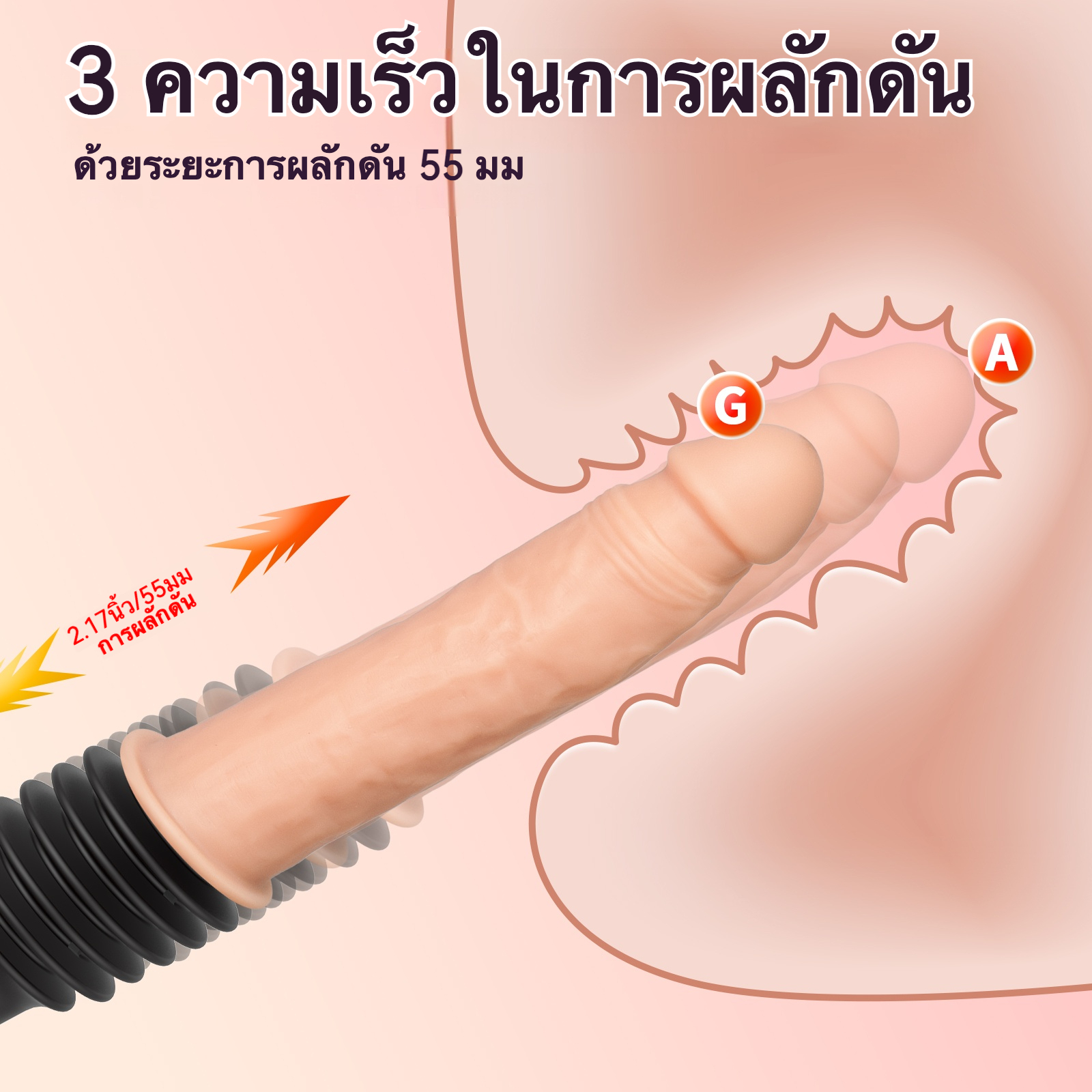 ครื่องสอดใส่ มอเตอร์คู่ 3 ความถี่การยืดหด 10 ความถี่การสั่น ระยะยืดหดยาว 55 มม. ระบบทำความร้อนอัจฉริยะ ควบคุมระยะไกลอินฟราเรด|ASJ-sextoyfunny