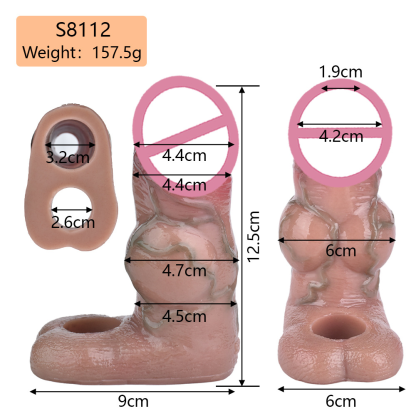 ปลอกเพิ่มขนา ออกแบบสมจริงสูง เส้นเลือดโปน ระบบล็อกน้ำเชื้อ มีให้เลือกสีเนื้อและสีดำ วัสดุซิลิโคนแพลตินัม-sextoyfunny