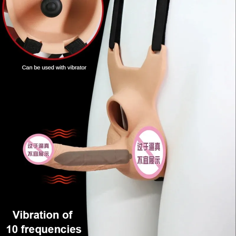 Double-Insertion Strap On Dildo With Bullet Vibrator