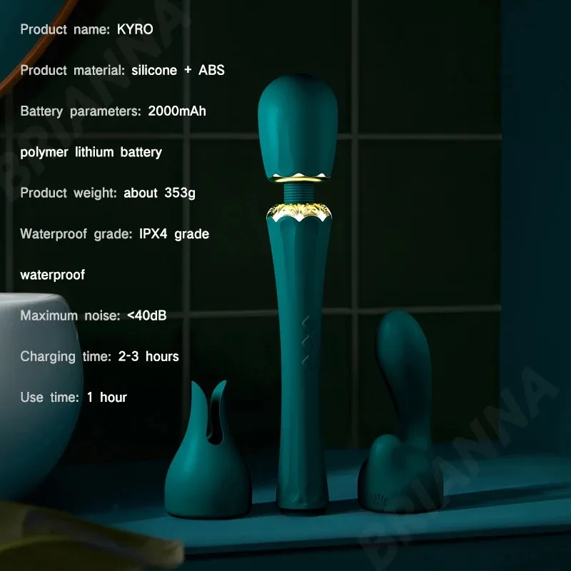 5 Frequencies 2 Attachable Massage Heads AV Wand Vibrator