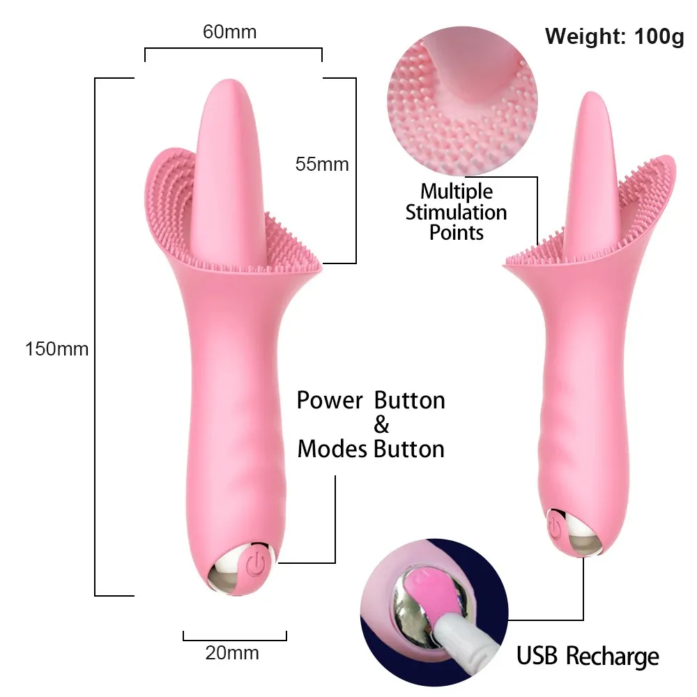 Wide-Swing Tongue Surrounding Bump Silicone Pad Vibrator