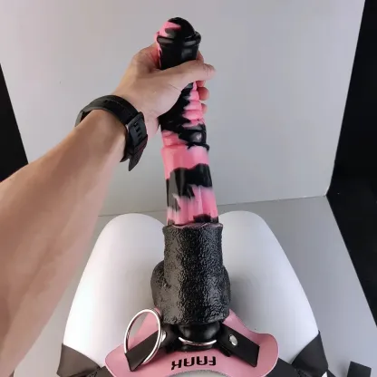 ควยปลอม ดิลโด้ เลียนแบบม้า ลายพิเศษ ฐานยึด ซิลิโคนพรีเมียม