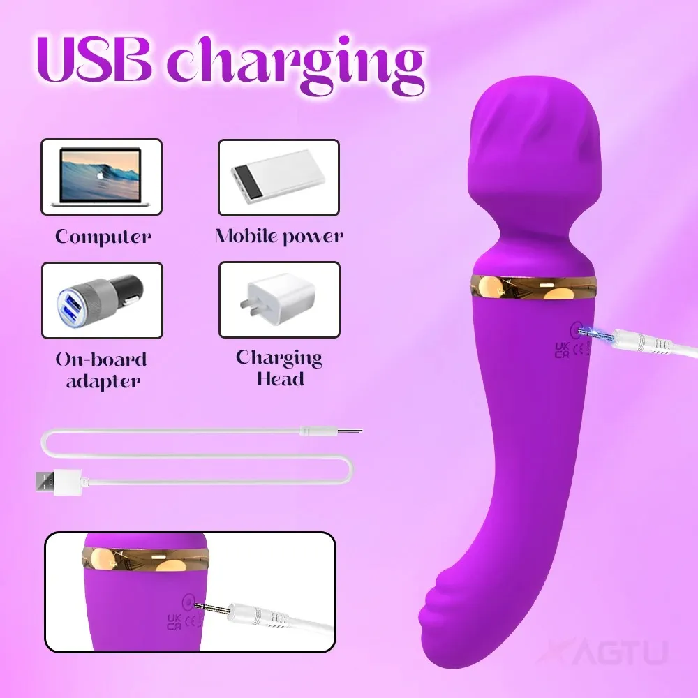 10 Frequencies Dual-Head AV Wand Vibrator 3 Colors Available
