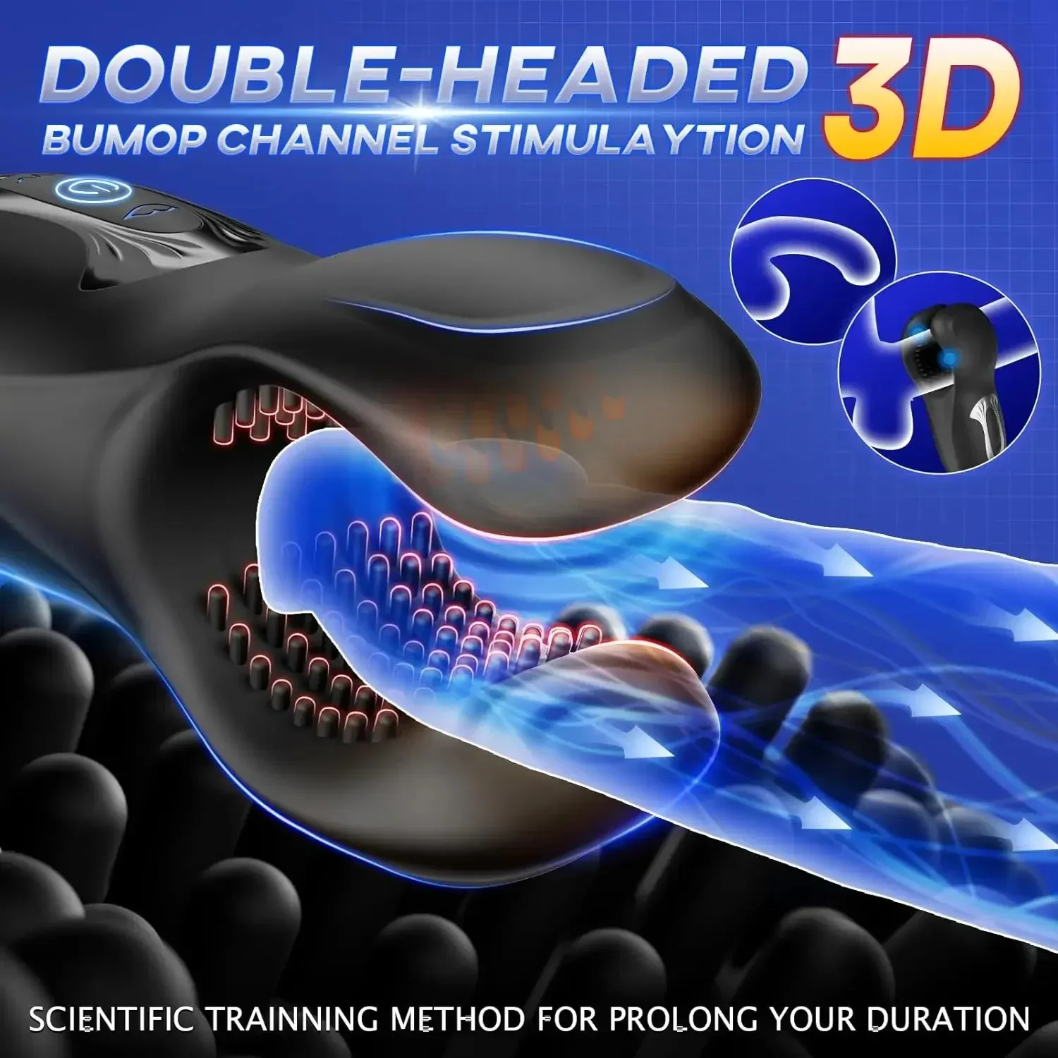 Open-Ended 3 In 1 Male Masturbator 10 Bites + 10 Vibrations