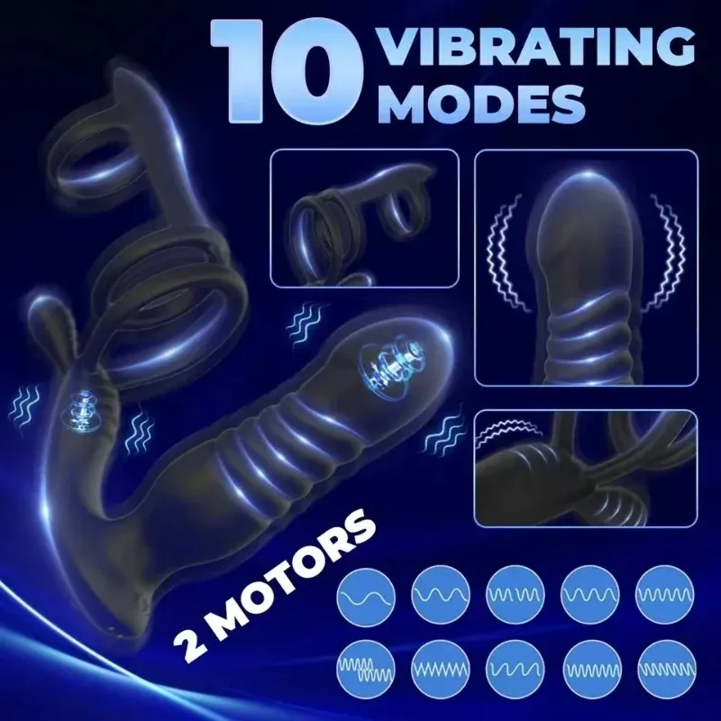 Three Cock Ring Prostate Massager With Remote Control