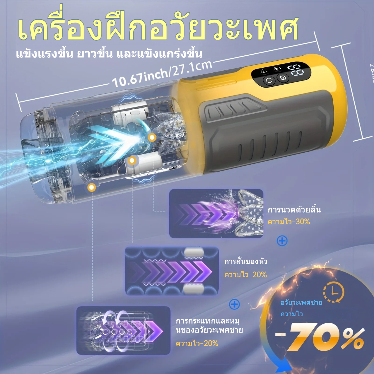 ถ้วยอัตโนมัติ 7 ความถี่การสั่น 7 ความถี่การยืดหด โหมดปะทุด้วยการกดครั้งเดียว ยางยืดหยุ่นสองชั้น ห่อหุ้มแนบสนิท 360 องศา|Toyshcool-sextoyfunny