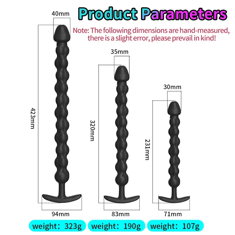 Multi-Section Beaded Silicone Anchor Butt Plug 3 Sizes