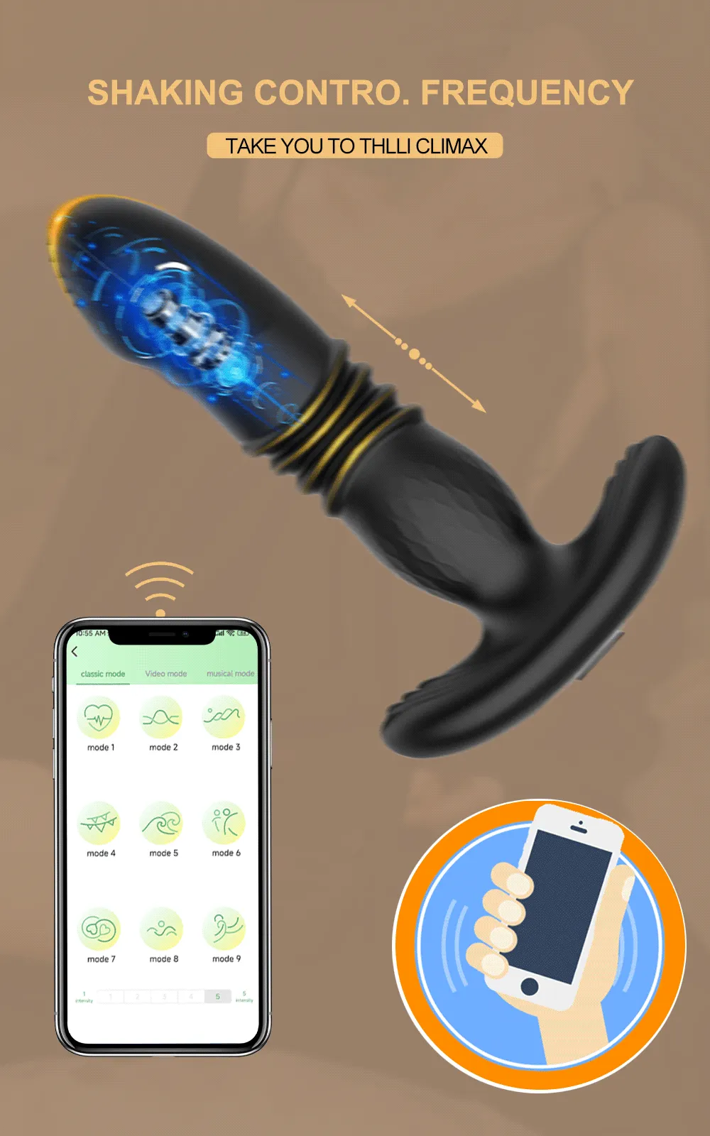 ของเล่นประตูหลัง เครื่องนวดต่อมลูกหมาก ยืดหด+ระบบสั่น รีโมท หรือ APP