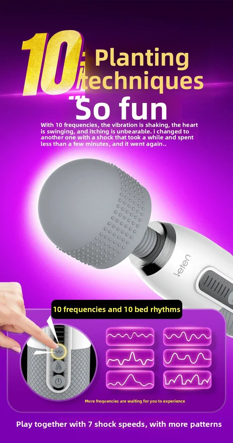 7 Speeds 10 Frequencies LED Display Heating AV Wand Vibrator