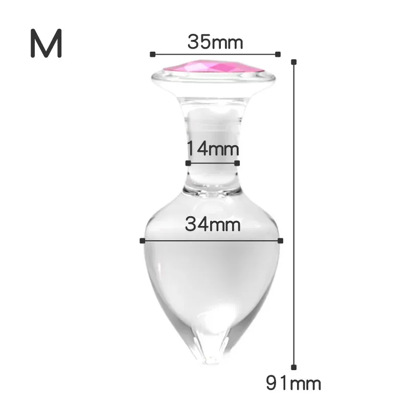 Ice And Fire Drop-Shaped Glass Butt Plug 3 Sizes Available