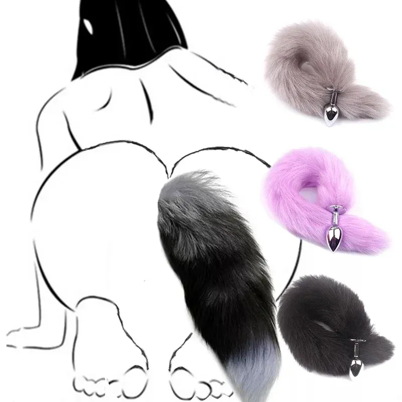 ปลั๊กทวาร หางจิ้งจอก หลายสีให้เลือก ดีไซน์รูปหยดน้ำ วัสดุโลหะ