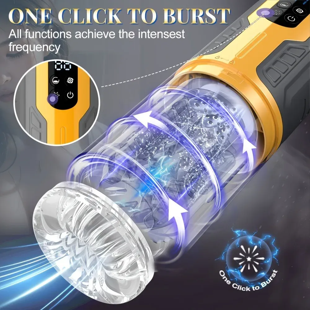 7 Vibrations + Thrustings Male Milker Dual-Layer Silicone