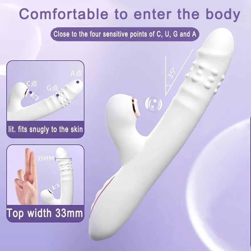 Realisic Penis Thrusting & Suction Zonal Control Vibrator