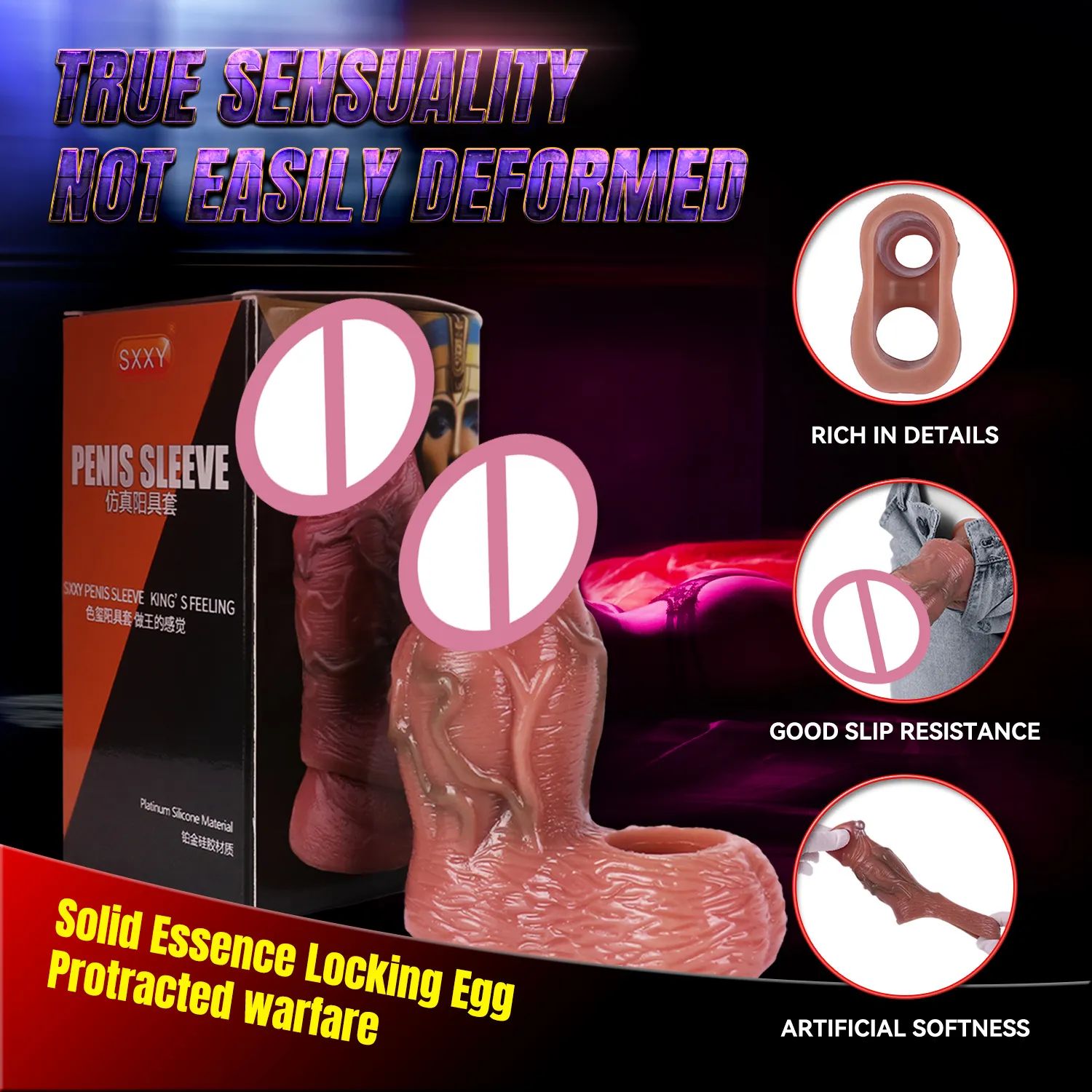 SXXY S8102 Platinum Silicone Simulated Penis Sleeve