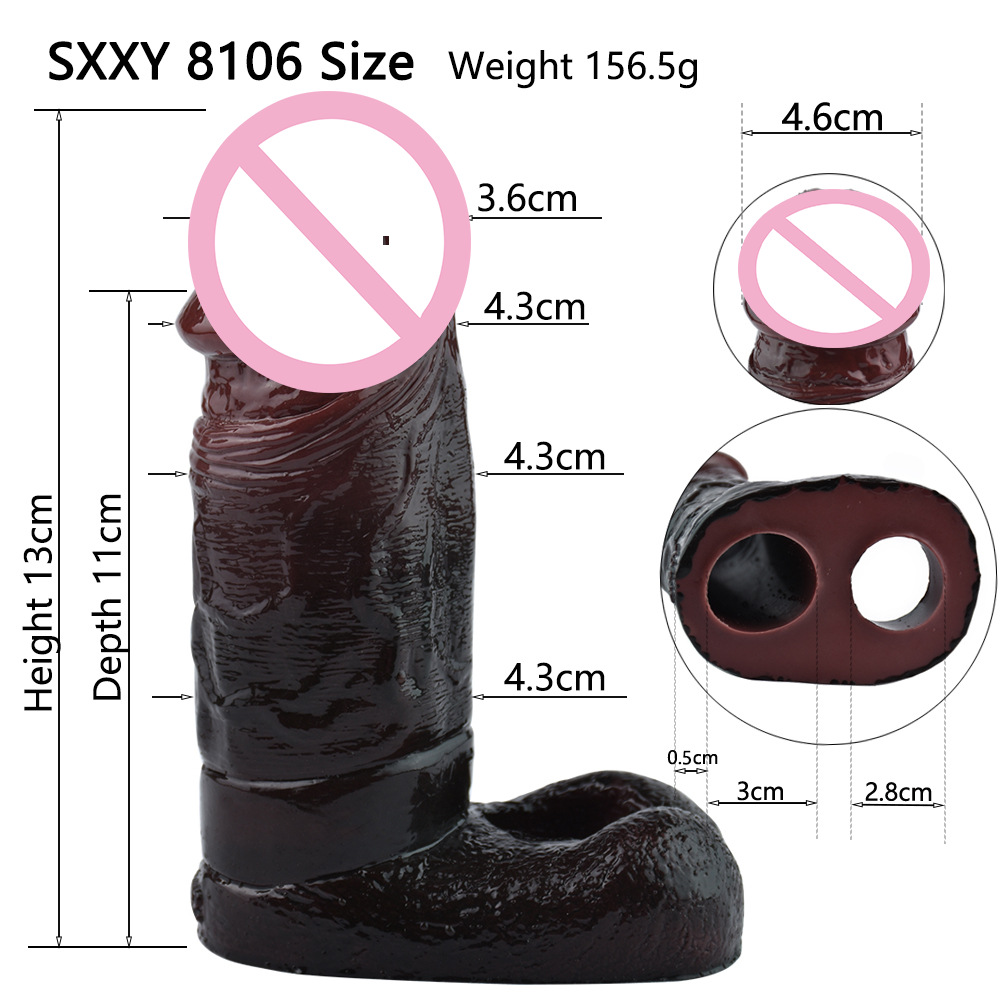 ปลอกเพิ่มขนา ออกแบบสมจริงสูง เส้นเลือดโปน ระบบล็อกน้ำเชื้อ มีให้เลือกสีเนื้อและสีดำ วัสดุซิลิโคนแพลตินัม-sextoyfunny