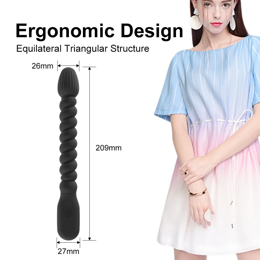 Water Drop-Shaped Head + Spiral Body Prostate Massager