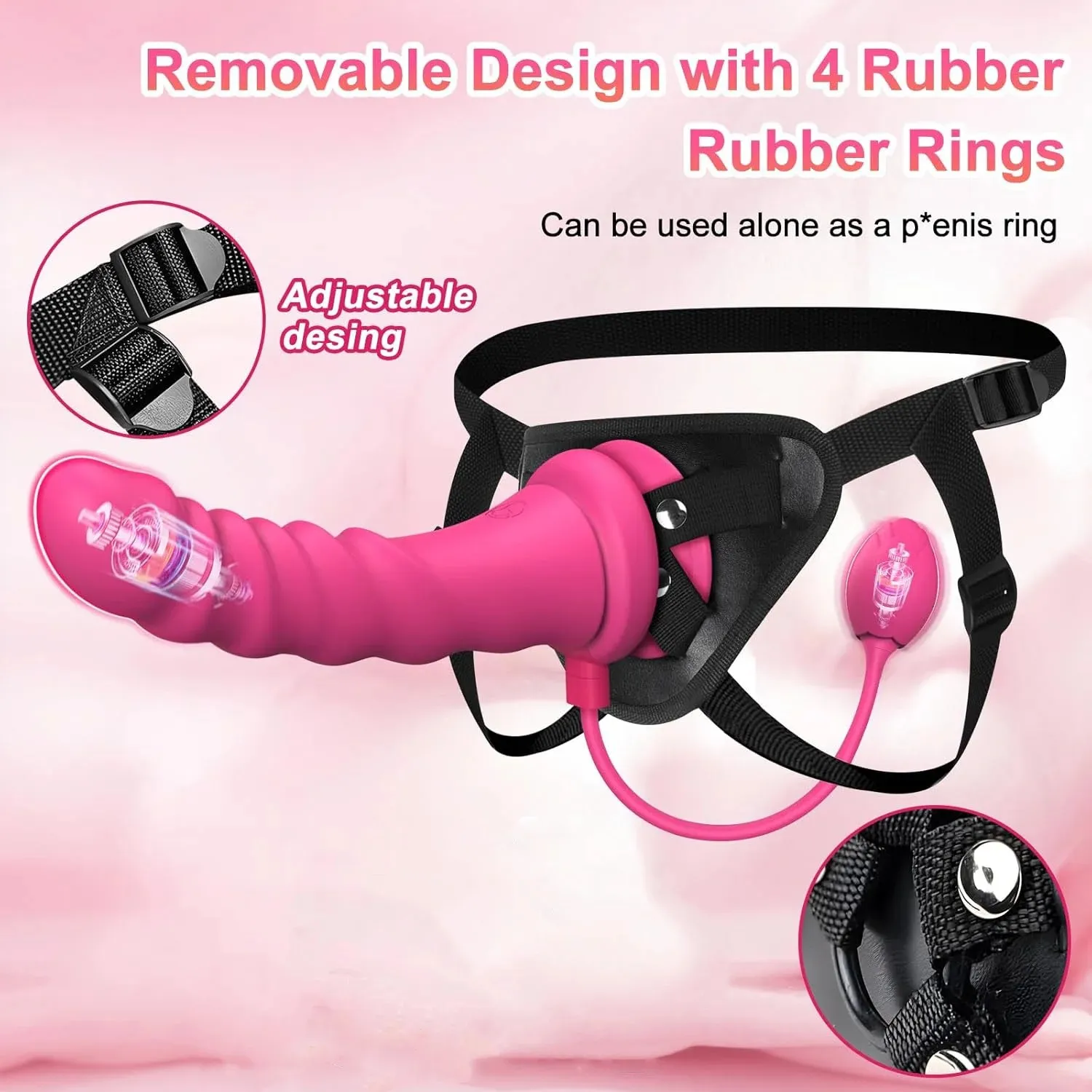 9 Frequencies APP Strap On Dildo With Anal Plug Harness Kit