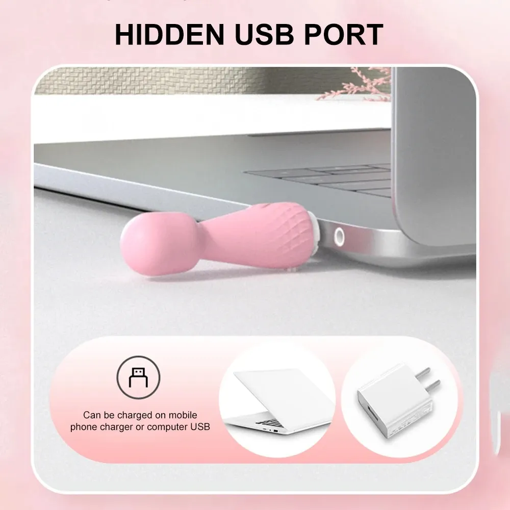 10-Frequency Mini Hidden USB Charging AV Wand Vibrator
