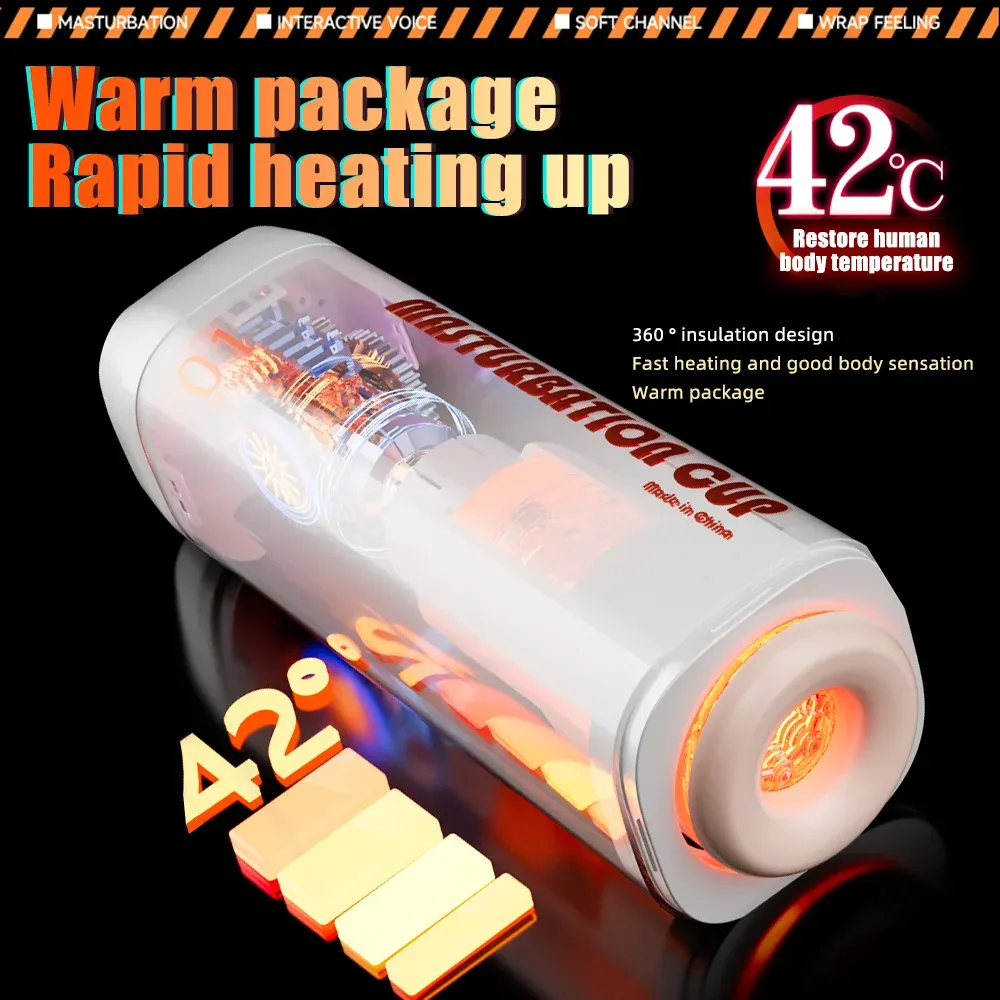 Thrusting & Rotating Male Masturbator Temperature-Controlled