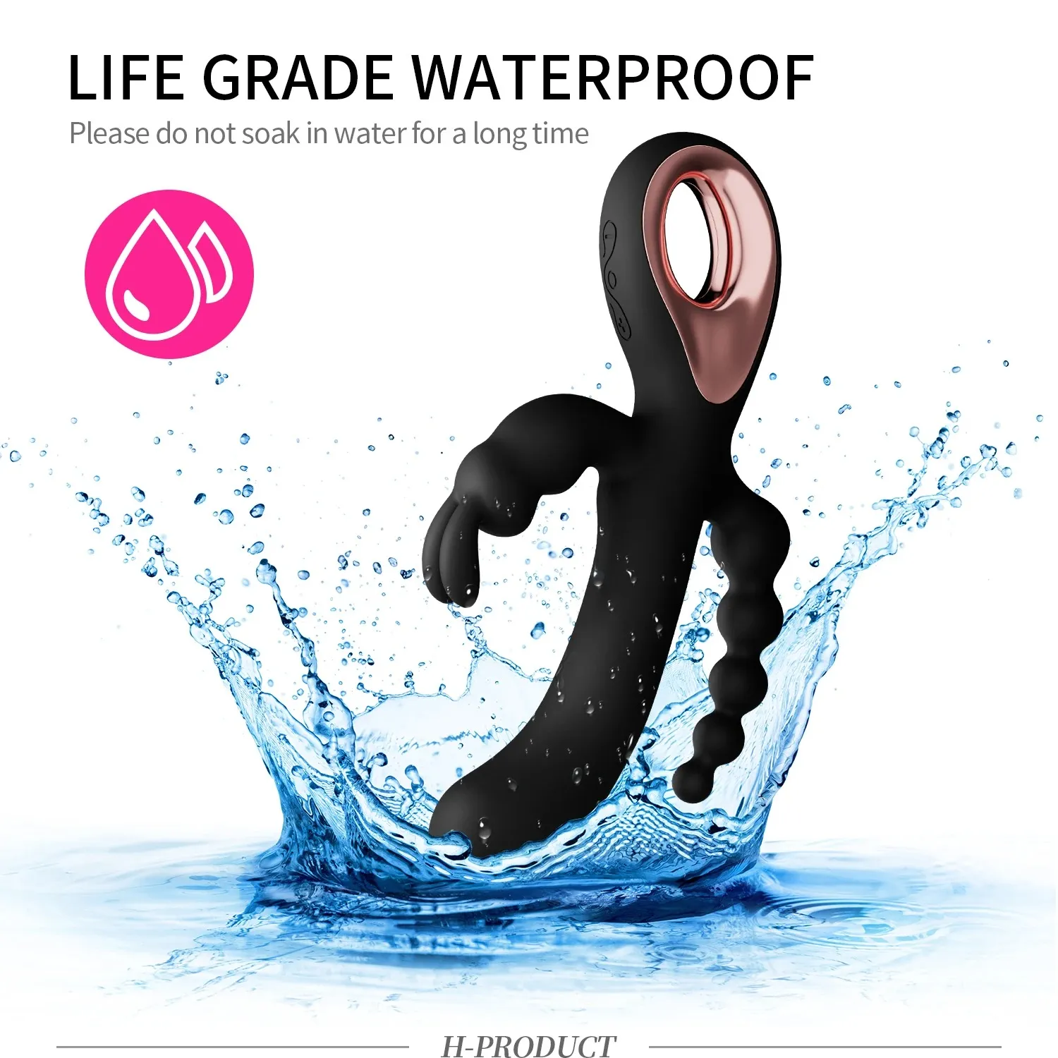 Finger Grip 10 Frequencies Rabbit Ear Beaded 3-Head Vibrator