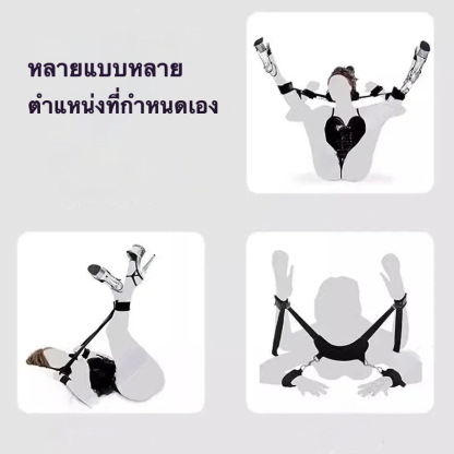 กุญแจมือและเท้าแบบขาแยก วัสดุผ้าฝ้าย+ไนลอน สำหรับการควบคุมและฝึกฝน ท่าทางหลากหลาย