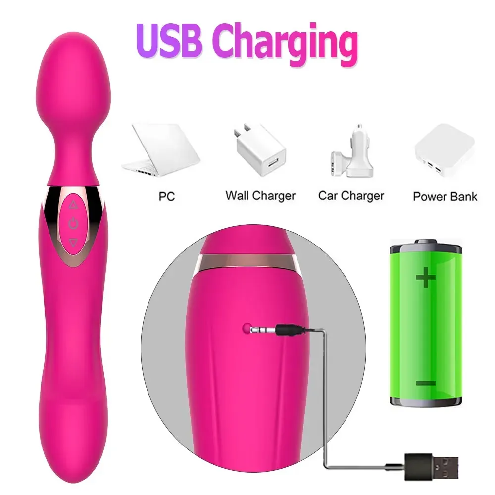 10 Frequencies Simulated Penis Dual-Head AV Wand Vibrator