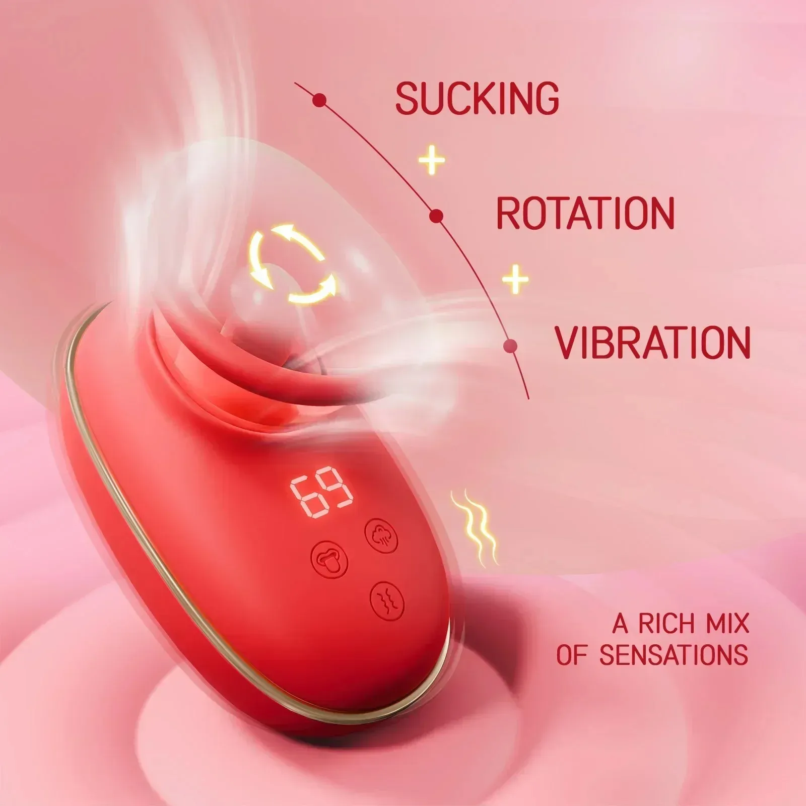 Vibrating + Suction + Licking Tongue Vibrator & Breast Toy