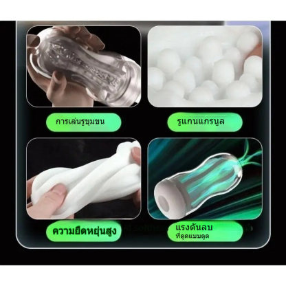 W5508未定价ถ้วยช่วยตัวเองใช้มือ ระบบแรงดันลบผ่านช่องอากาศ วัสดุ TPE หนาพิเศษ เม็ดกรวดเนื้อนุ่ม