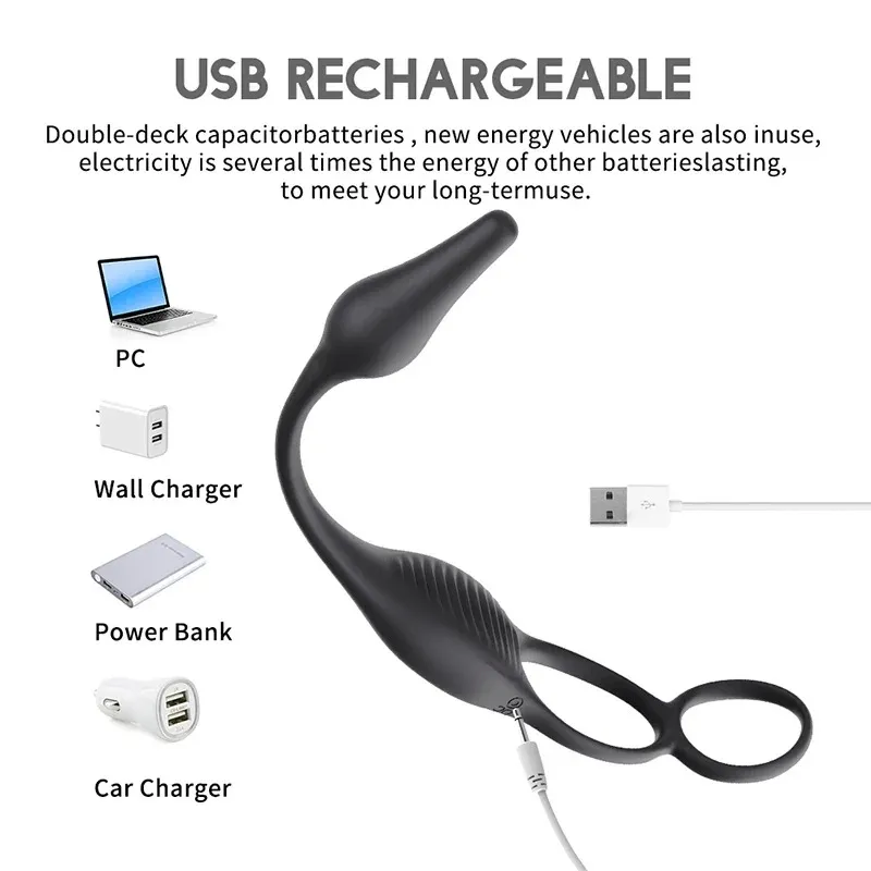 7-Level Dual Vibration Prostate Massager With Cock Ring